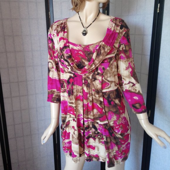 Style & Co. Tops - STYLE & CO PXL 2 PC Look Multi-Color Top Blouse